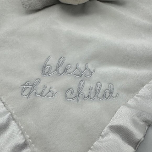 Plush Lamb Baby Blanket Lovey Embroidered Bless This Child By Stepping Stones - Picture 2 of 6